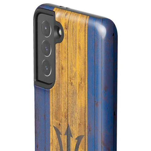Barbados Flag Dark Wood Galaxy S21 5G Pro Case